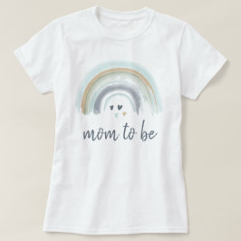 Camiseta Chuva de Bebê Azul Boho Arco-Íris Mãe Para Ser