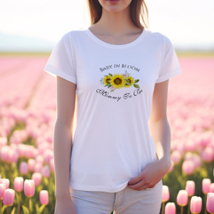 Camiseta Chuva de Bebê Floral Rosa Aquarela de Girassol