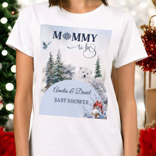 Camiseta Chuva de Bebê Mamãe Urso Nevado de Inverno