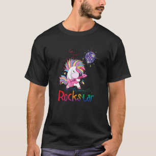 Camiseta Chuva de Cantor de Música da Unicorn Rock Star Gui