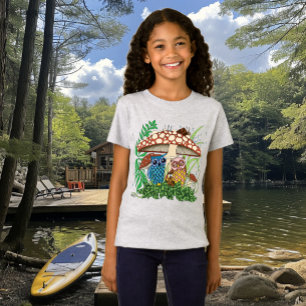 Camiseta Chuva de Cogumelo da Família Coruja