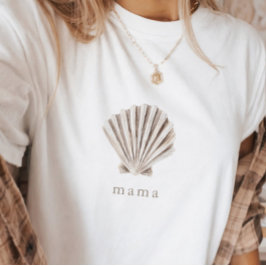 Camiseta Chuva de Conchas na Praia da Mamãe Boho Baby Showe