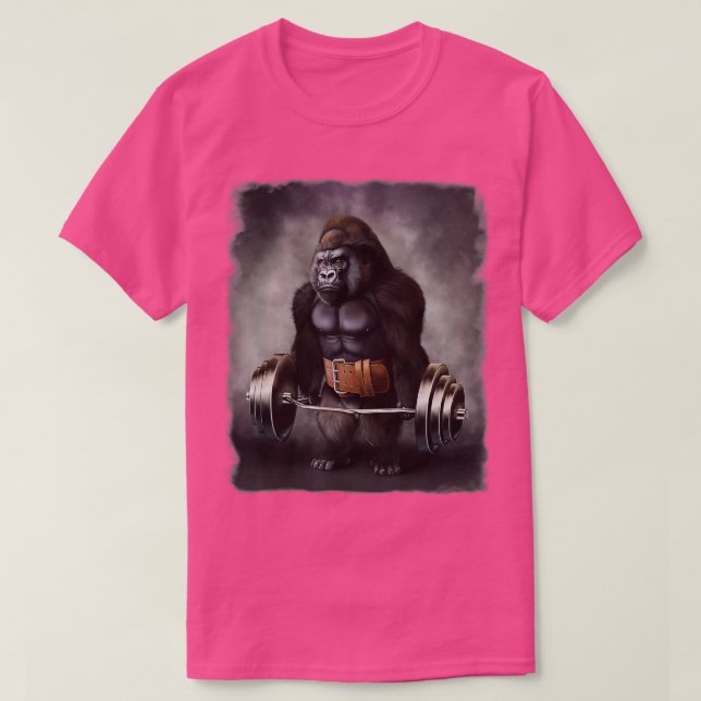 Camiseta Chuva de Gorila com Barbell Shrug Bar Fitn (Frente do Design)