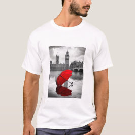 Camiseta Chuva de Londres: Guarda-chuvas Vermelho pelos Tâm
