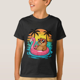 Camiseta Chuva de terra engraçada havaiana flamingo flutuad
