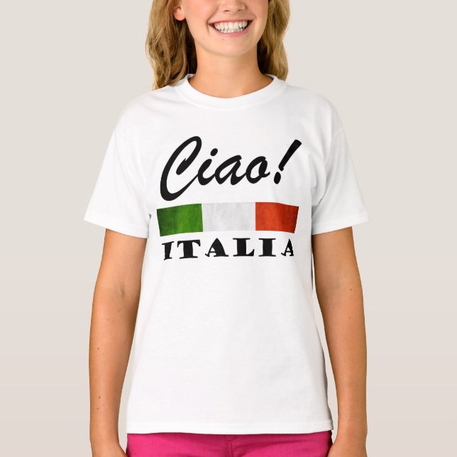 Camiseta Ciao! Bandeira vermelha branca verde de Italia (Frente)