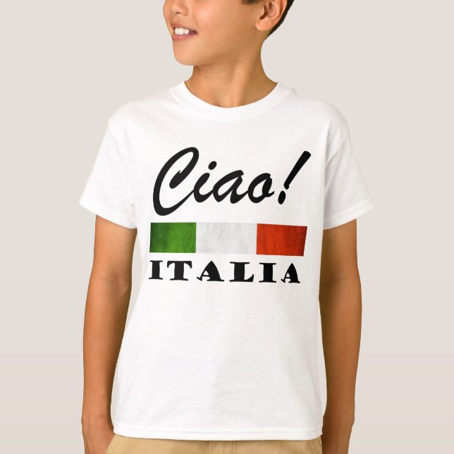Camiseta Ciao! Bandeira vermelha branca verde de Italia (Frente)