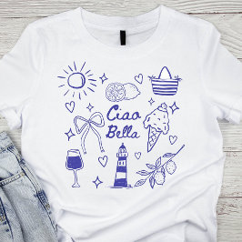 Camiseta Ciao Bella Blue Coquette Bow Italian Summer