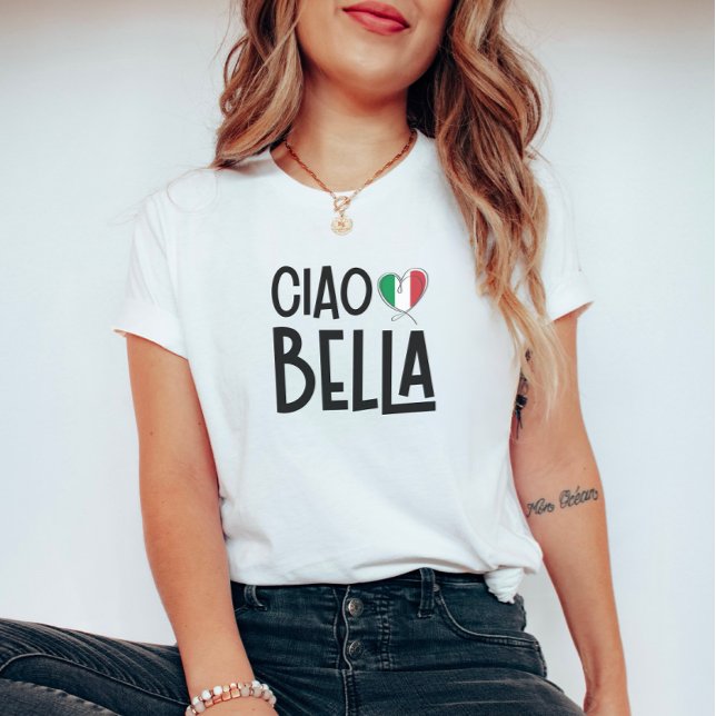Camiseta Ciao Bella - Coração da Bandeira italiana (Criador carregado)