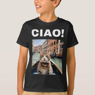 Camiseta Ciao Funny Gondolier Cat Em Um Gondola Venetiano