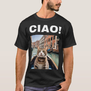 Camiseta Ciao Funny Gondolier Cat Em Um Gondola Venetiano