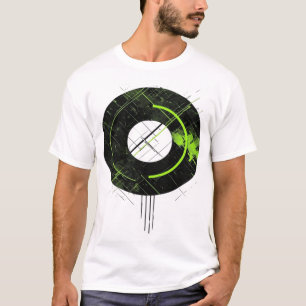 Camiseta Ciberpunk Neon Verde Geométrico Techwear com Falha