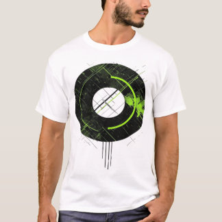 Camiseta Ciberpunk Neon Verde Geométrico Techwear com Falha