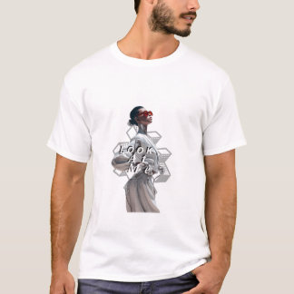 Camiseta Ciborgue Elegante em Moda Futurista Branca