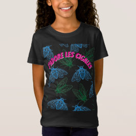 Camiseta Cicada Botanical Illustration Pattern Black French