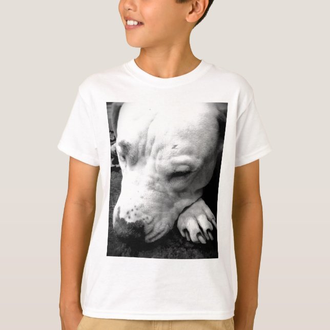 Camiseta cicatriz do harry potter cachorro pit bull branco (Frente)