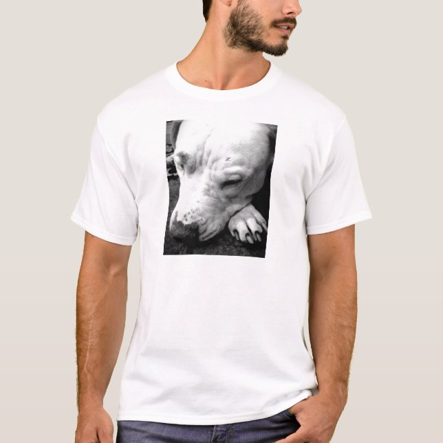 Camiseta cicatriz do harry potter cachorro pit bull branco (Frente)