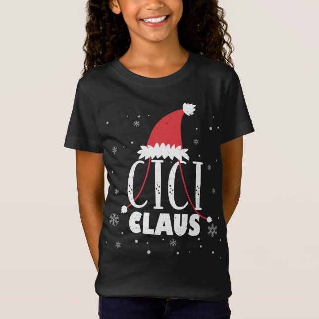 Camiseta Cici Claus Santa Hat Gota Avó Cici Natal F (Frente)