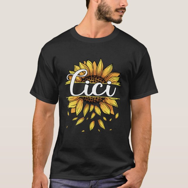 Camiseta Cici Com Mães Gráficas Florais De Girassol Amarelo (Frente)