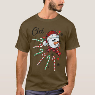 Camiseta Cici Snowman Candy Cane Natal Xmas Engraçado 418