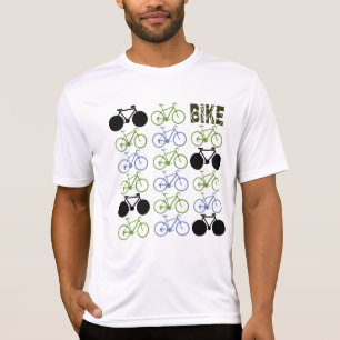 Camiseta ciclagem azul/verde/bicicletas pretas
