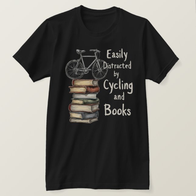 Camiseta Ciclagem Engraçada e Cota de Livros (Frente do Design)