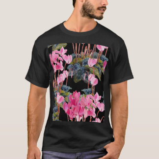 Camiseta Ciclame Rosa: Aquarela Floral Escura