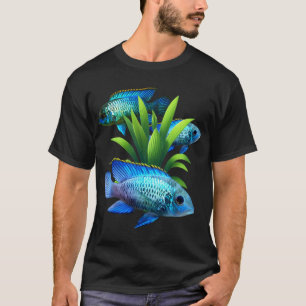 Camiseta Ciclídeos Acará Azul Elétrico Peixe Água Doce Aquá
