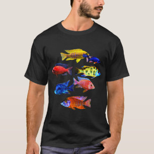Camiseta Ciclídeos Africanos Ciclídeos Pavão Haps Colorido