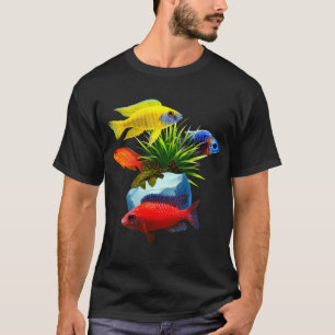Camiseta Ciclídeos Africanos Peixes Plecostomus Aquário de