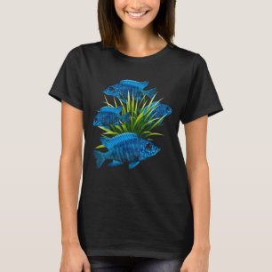 Camiseta Ciclídeos Azuis Peixes Aquário Água Doce Tanque de