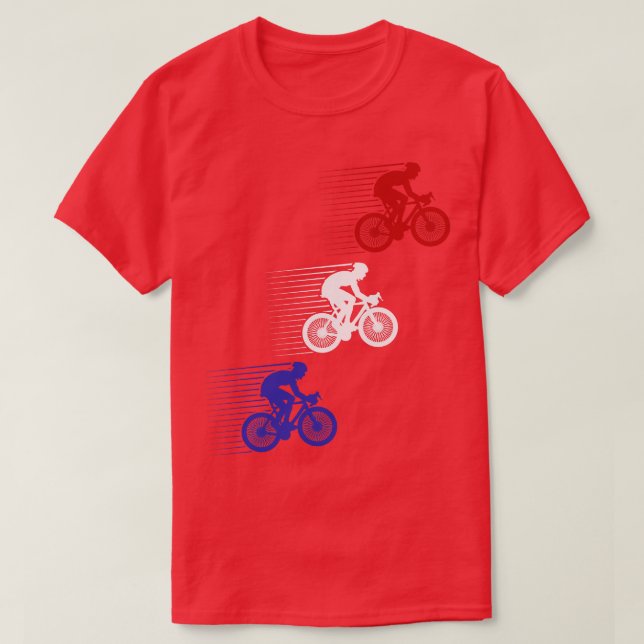Camiseta Ciclista Bicicleta Americana Bandeira 4 de julho (Frente do Design)