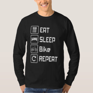 Camiseta Ciclo de bicicleta de bicicleta que repete o sono