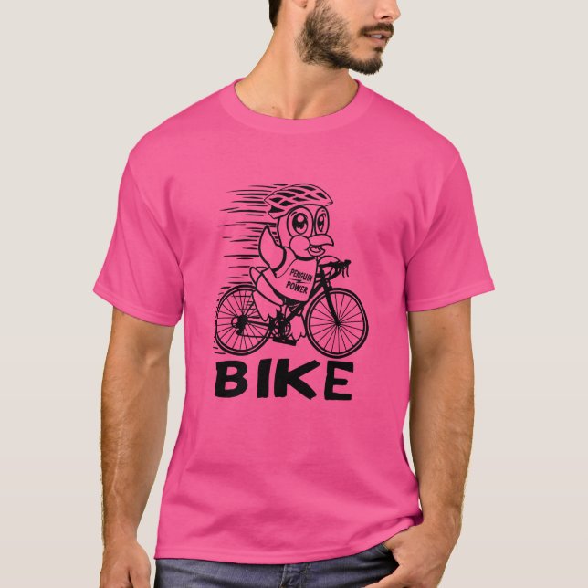 Camiseta Ciclo de Bicicleta de Pinguim (Frente)
