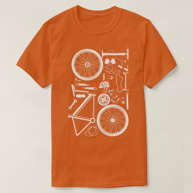 Camiseta Ciclo de Descida de Peças de Bicicleta Montanhbike (Frente do Design)