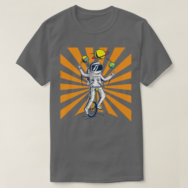 Camiseta Ciclo de Planetas de Malabarismo Astronauta (Frente do Design)