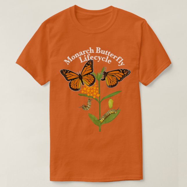 Camiseta Ciclo de vida da borboleta Monarch (Frente do Design)