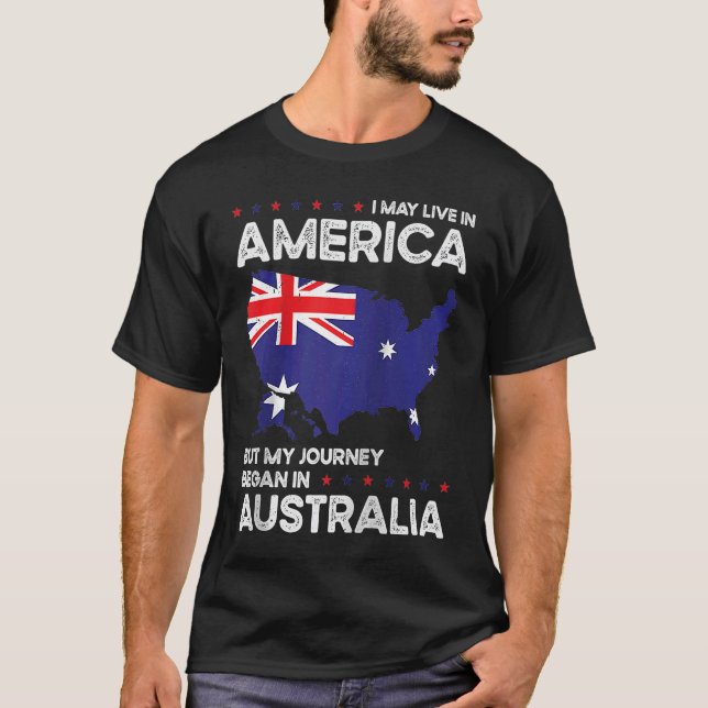 Camiseta Cidadania Americana Australiana nascer Austrália (Frente)