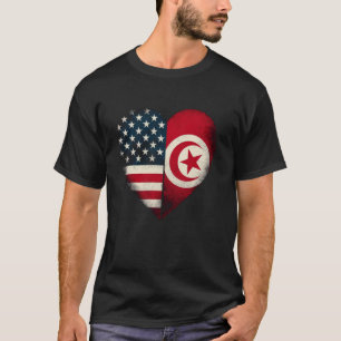 Camiseta Cidadania dupla EUA Tunísia Heart