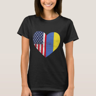 Camiseta Cidadania Dupla EUA Ucrânia Coração Americano Ucra