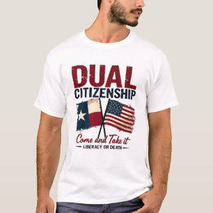Camiseta Cidadania Dupla Texas Antigo e Bandeira EUA Patrio