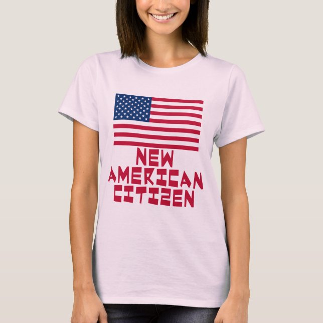 Camiseta Cidadão americano novo com bandeira americana (Frente)