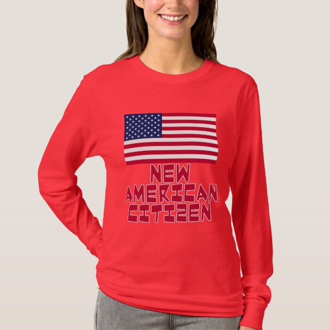 Camiseta Cidadão americano novo com bandeira americana (Frente)