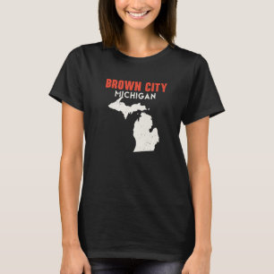 Camiseta Cidade Brown Michigan EUA Estado América Viagem Mi