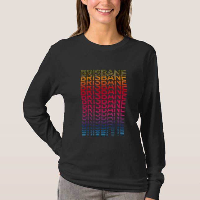 Camiseta Cidade Colorida Retro  Brisbane Nostálgico (Frente)