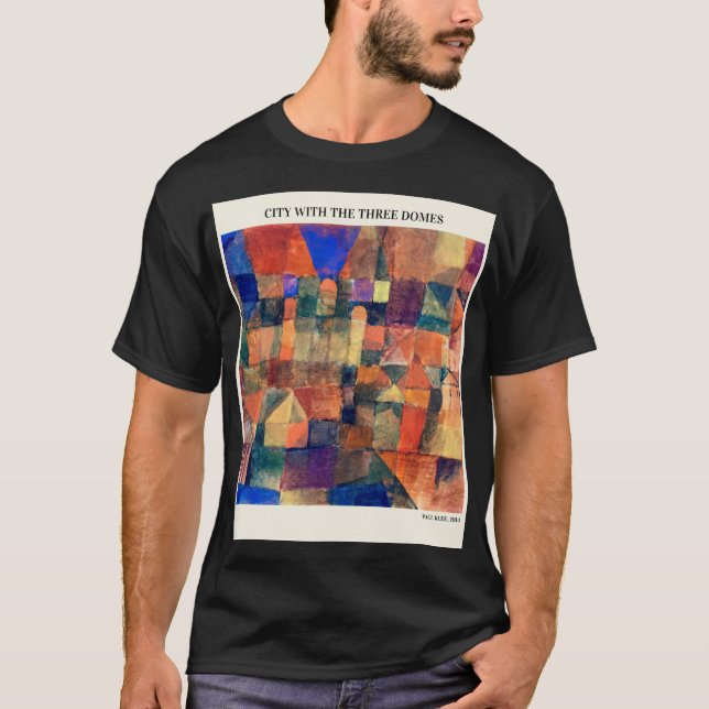 Camiseta CIDADE COM OS TRÊS DOMÍNIOS por PAUL KLEE,Abstrato (Frente)