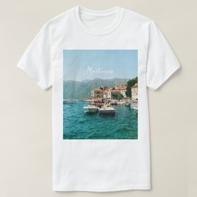 Camiseta Cidade costeira de Perast, Montenegro (Frente do Design)