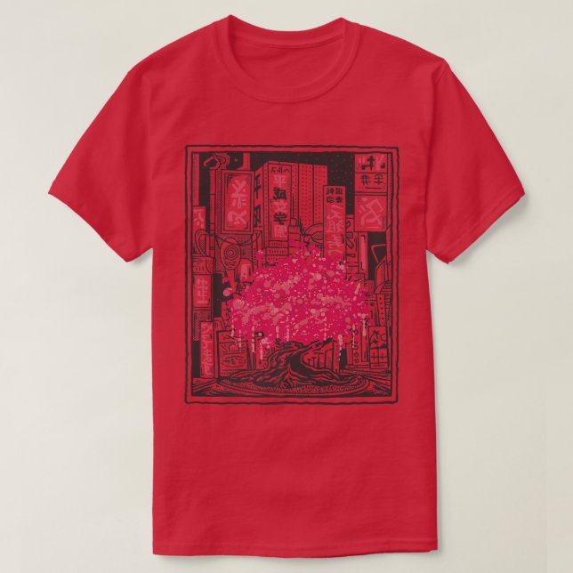 Camiseta Cidade da Árvore Sakura Japonesa (Frente do Design)