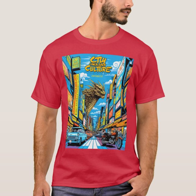 Camiseta Cidade da Cultura: Ruas e Legendas Japonesas (Frente)