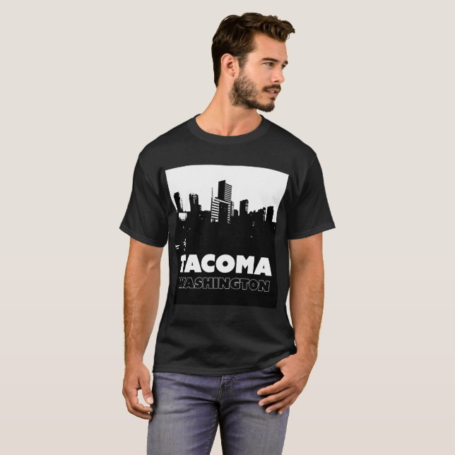 Camiseta Cidade da skyline da cidade de Tacoma Washington (Frente Completa)